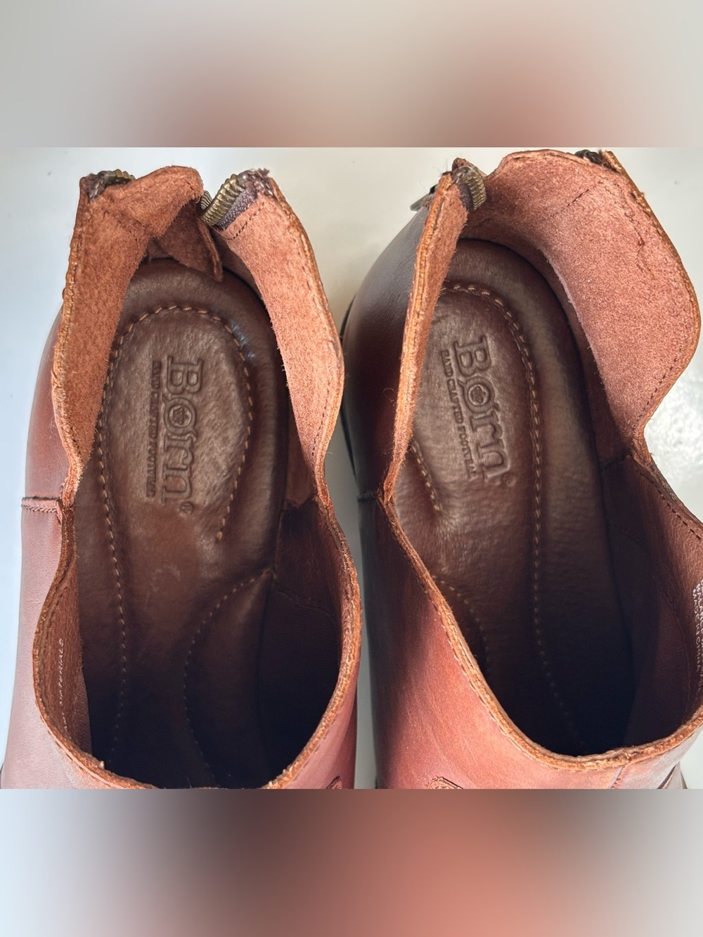 Born Kerri Ankle Booties Women's Sz 10M Brown Leather Comfort Back Zip Round Toe - Picture 14 of 15